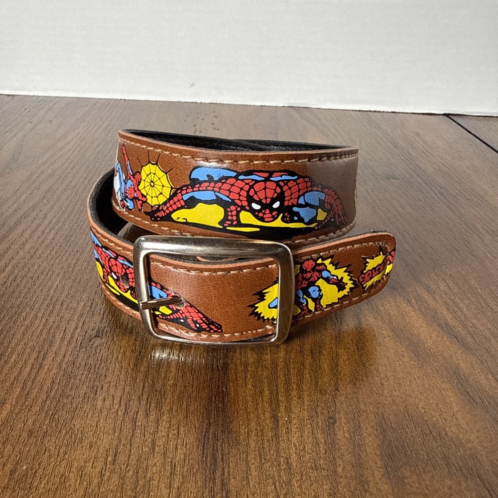 Vintage Lee Marvel Amazing Spider-man Kids Belt Brown Reversible Black 22-24"